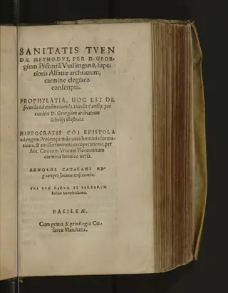 Sanitatis tuendae methodus, opening page