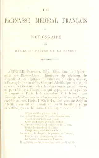 Le Parnasse médical français, opening page